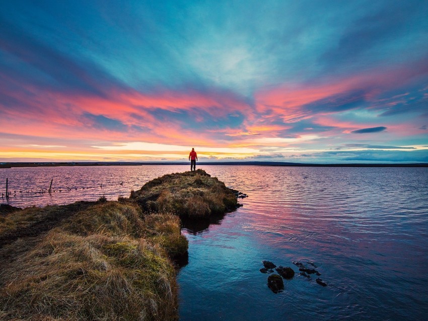 sunset horizon loneliness lake iceland HighQuality Transparent PNG Element 4k wallpaper