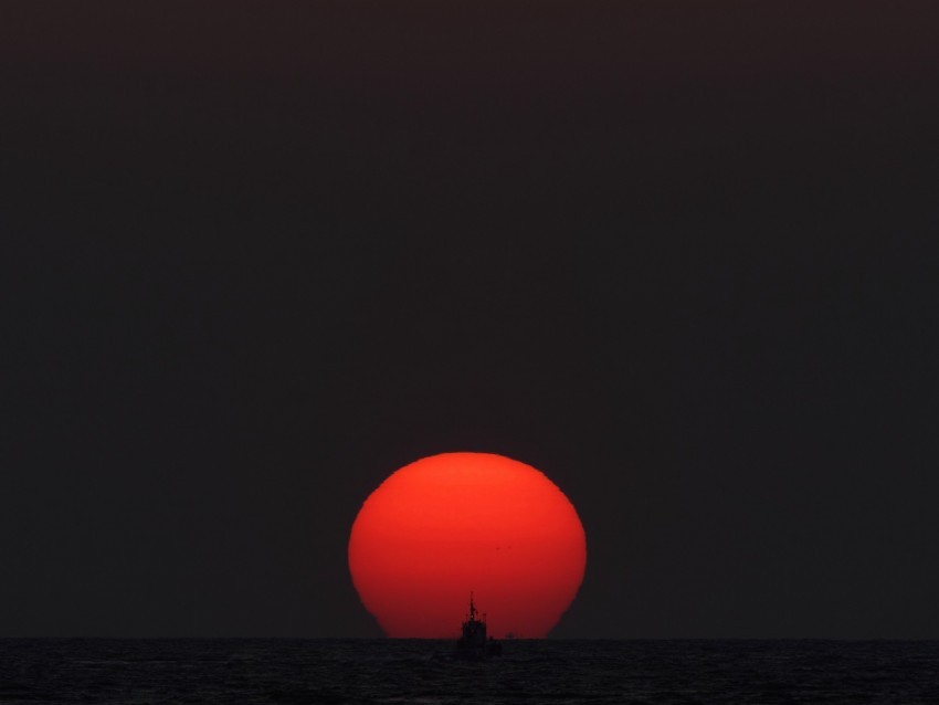 sunset sun sea ship horizon PNG files with no royalties