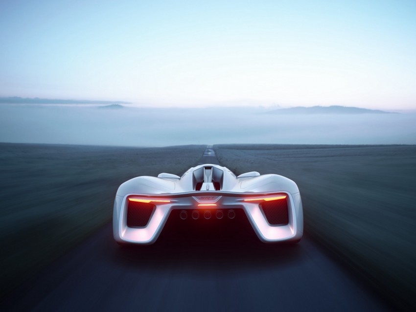 supercar sports car rear view speed horizon Clear Background PNG with Isolation