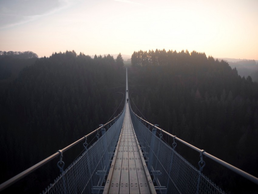 suspension bridge bridge fog forest Isolated Character on HighResolution PNG