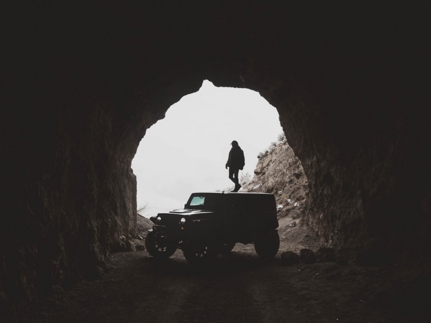 suv jeep tunnel silhouette man Free PNG images with clear backdrop 4k wallpaper