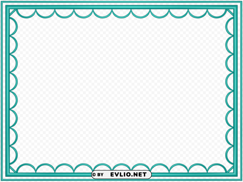 teal border frame Clean Background Isolated PNG Object
