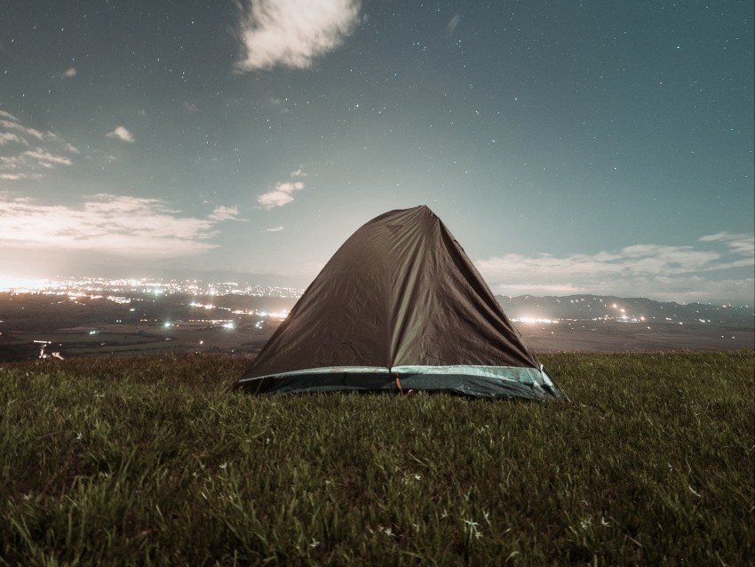 tent camping nature night city view PNG graphics with clear alpha channel selection 4k wallpaper