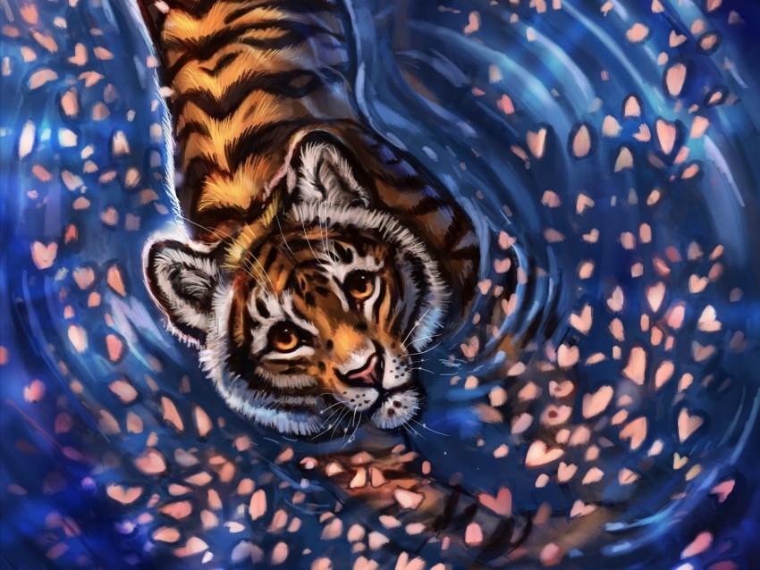 tiger cub art cute sight Free PNG images with transparent layers compilation 4k wallpaper