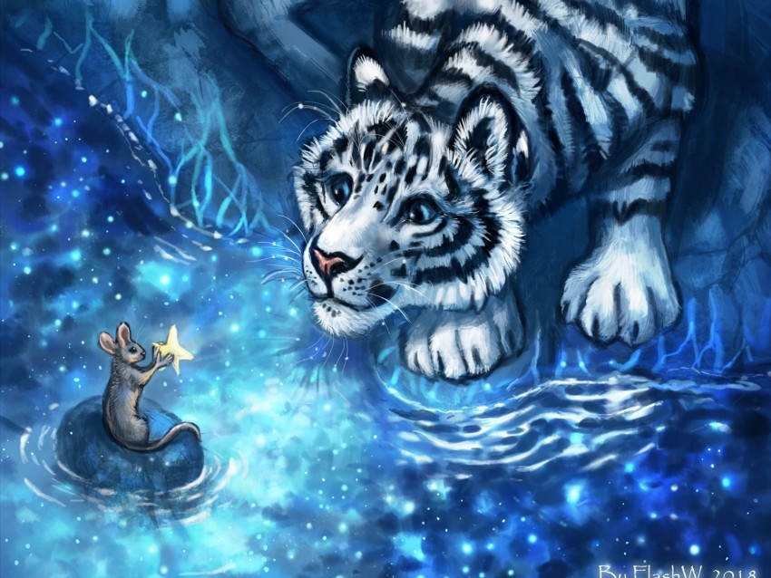tiger mouse cub art animals cute PNG transparent photos massive collection 4k wallpaper