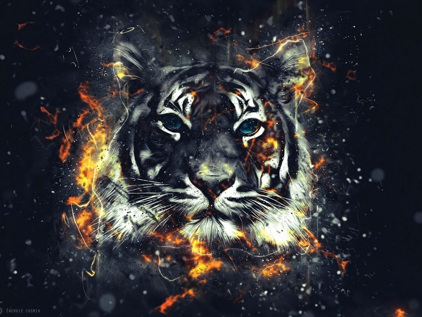 tiger sparks art flash PNG Image with Transparent Isolated Graphic Element
