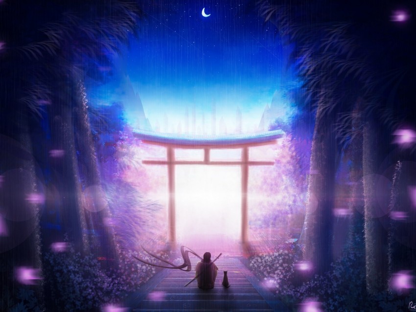 torii art solitude night warrior PNG file with alpha