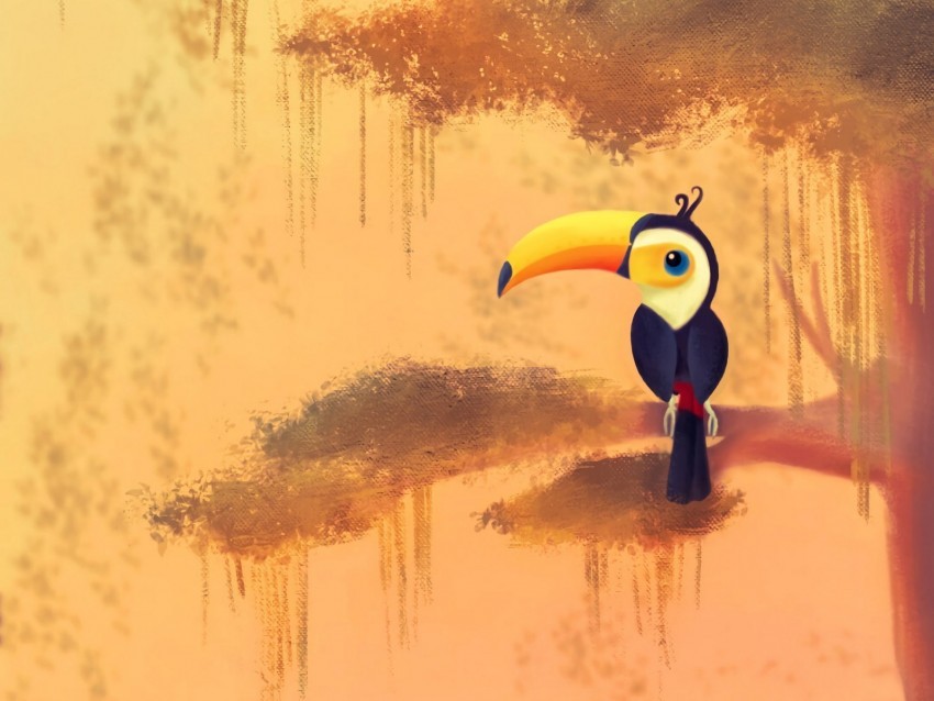 toucan bird art tree branch Free download PNG images with alpha channel
