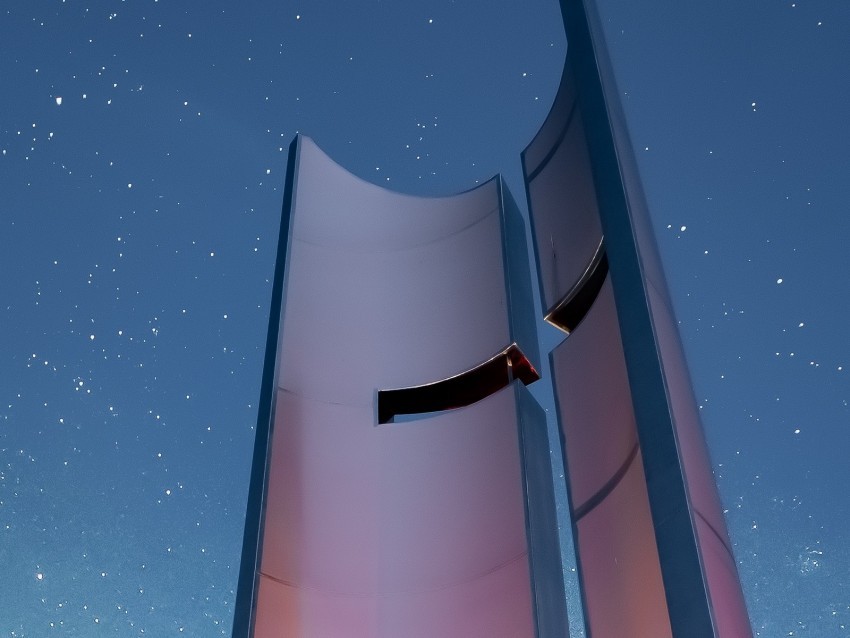 tower architecture construction modern starry sky Isolated Subject on Clear Background PNG