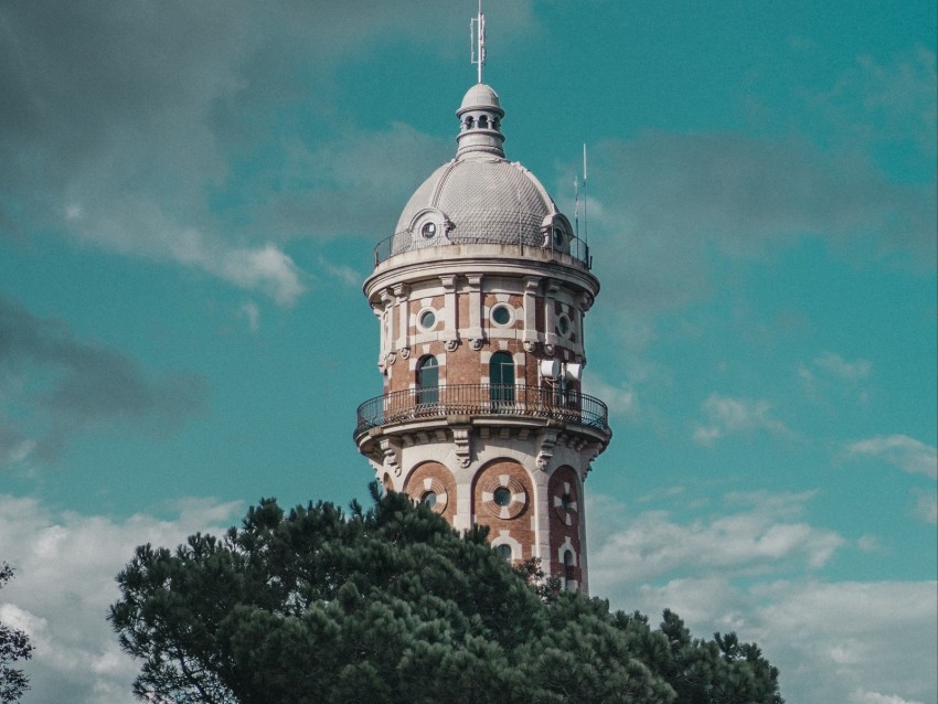 tower clouds trees barcelona spain Clear PNG file