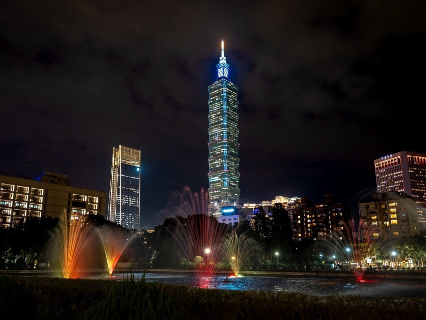 tower night city lights city lights taipei taiwan PNG Isolated Subject with Transparency 4k wallpaper