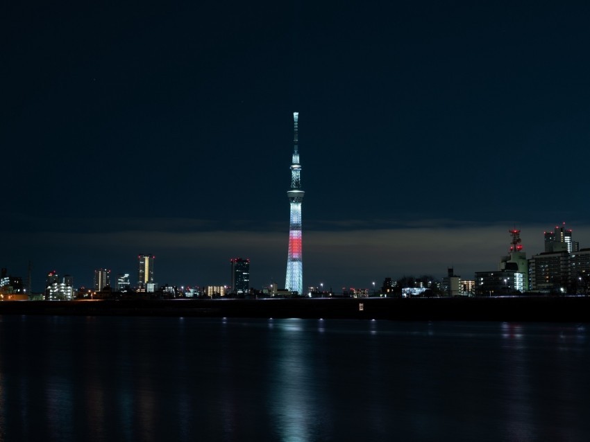 tower night city panorama city lights tokyo japan Isolated Artwork in HighResolution PNG
