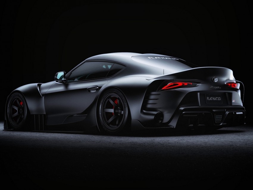 toyota supra toyota sportscar gray side view night dark Isolated Object with Transparency in PNG