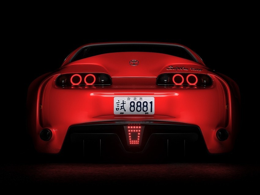 toyota supra toyota sportscar red rear view dark backlight HighQuality PNG Isolated Illustration