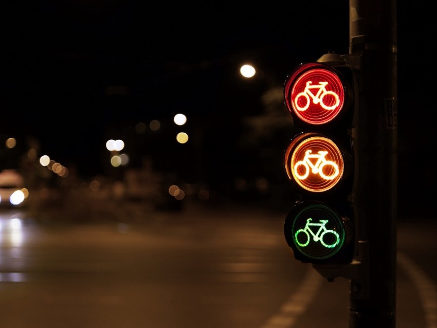 traffic light symbol bike glow night PNG Image with Transparent Background Isolation