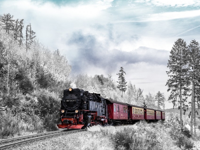 train forest winter railway snow PNG images with transparent canvas assortment