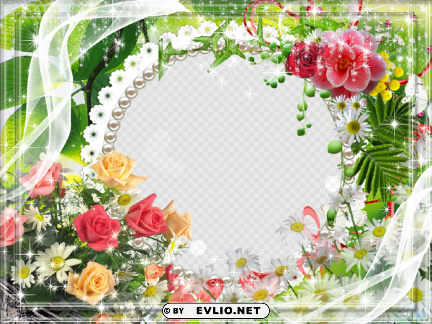 transparent flower photo frame PNG Graphic with Clear Background Isolation