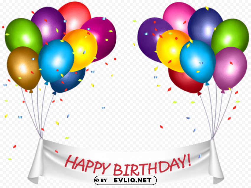  happy birthday banner and baloons Transparent PNG Isolated Design Element