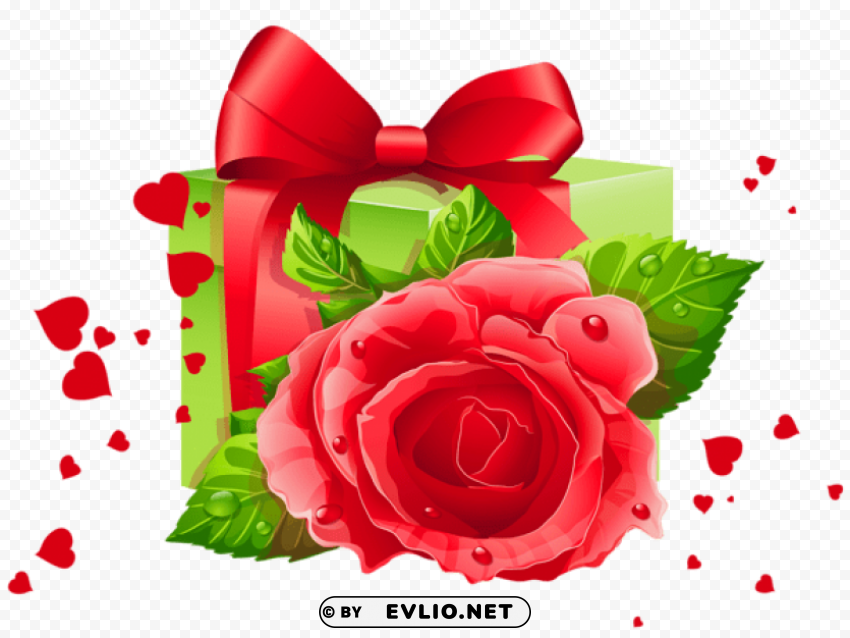 transparent heart and gift decoration PNG design