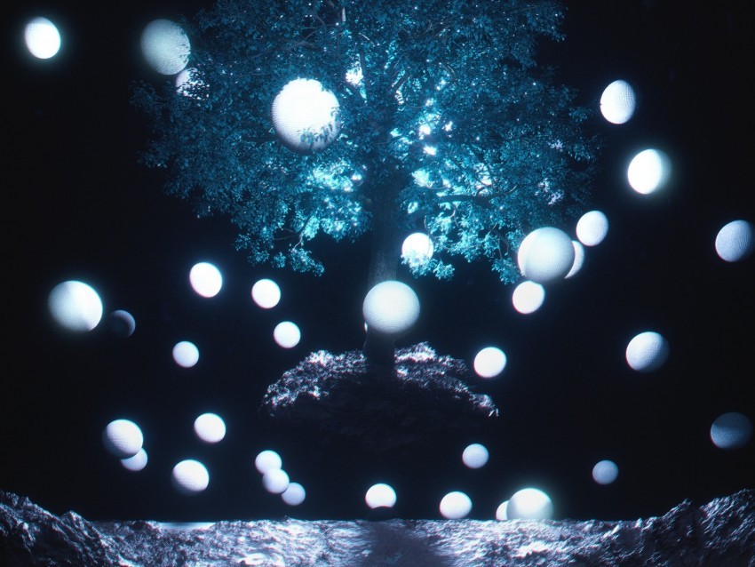 tree balls levitation glow darkness Isolated Element in Clear Transparent PNG