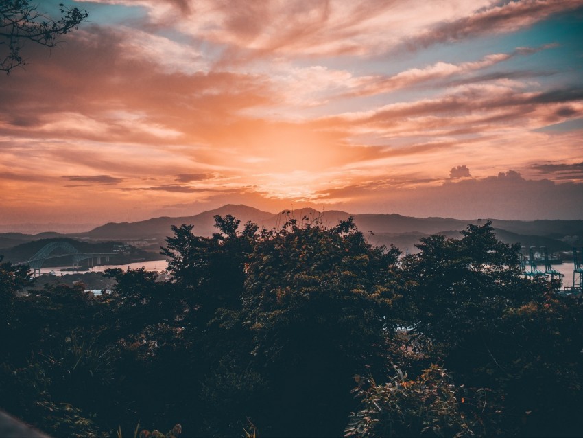 trees clouds sunset sky landscape PNG transparent images bulk