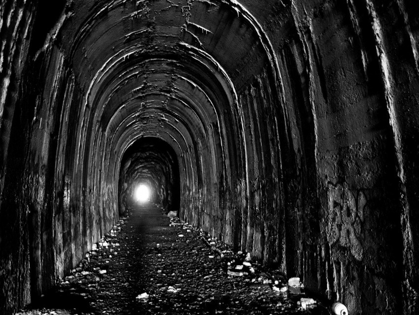 tunnel arch bw light exit PNG images with transparent canvas