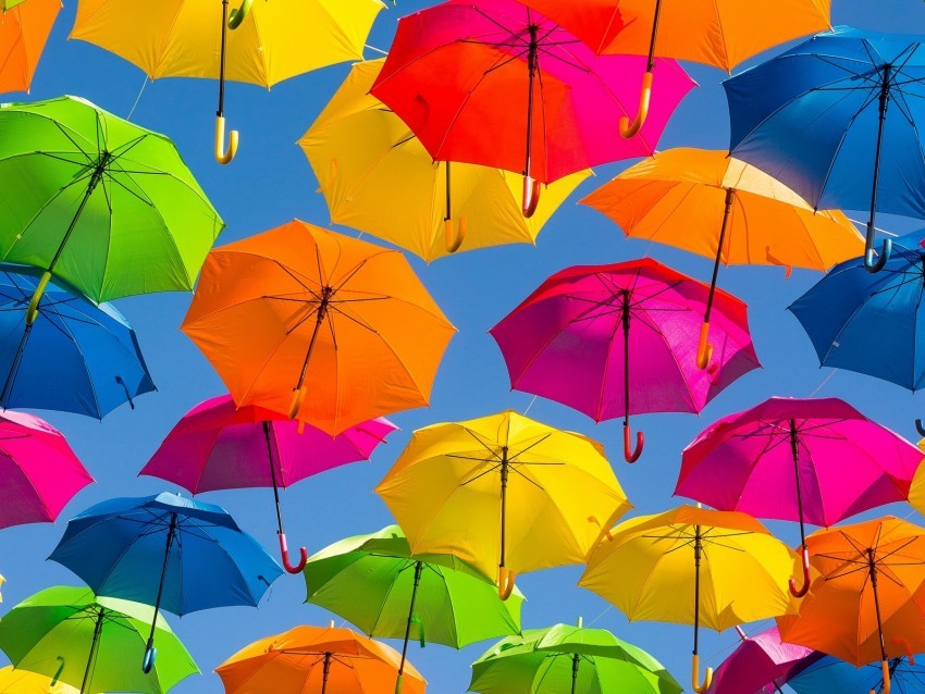 umbrella colorful positive sky rainbow bright PNG images with transparent layer