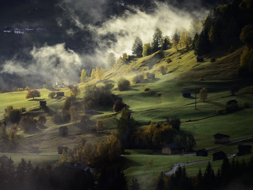 village hills fog twilight Transparent PNG Graphic with Isolated Object 4k wallpaper