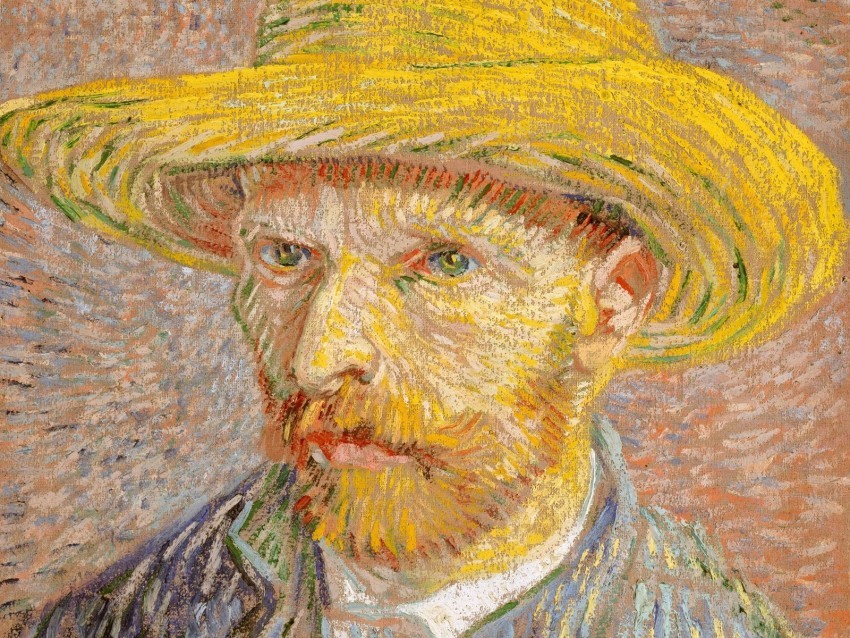 vincent van gogh self-portrait with a straw hat portrait artist PNG with alpha channel 4k wallpaper