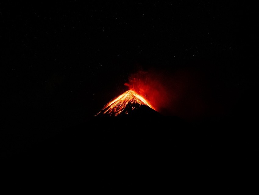 volcano crater eruption night dark Isolated Character in Clear Transparent PNG