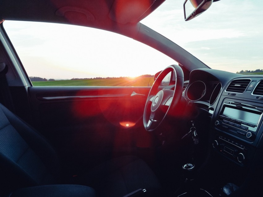 volkswagen salon steering car sunset glare Clear background PNGs