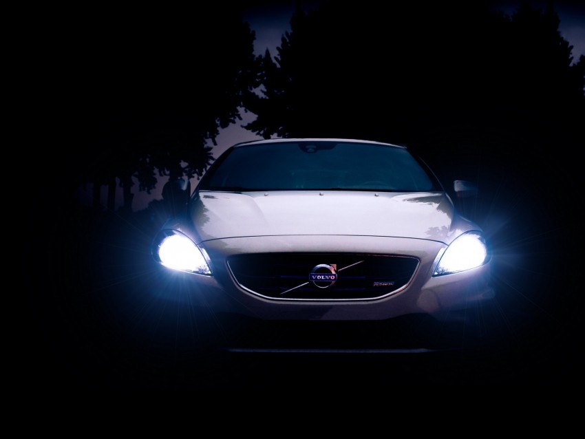 volvo v40 volvo headlights light front view night Isolated Graphic with Transparent Background PNG