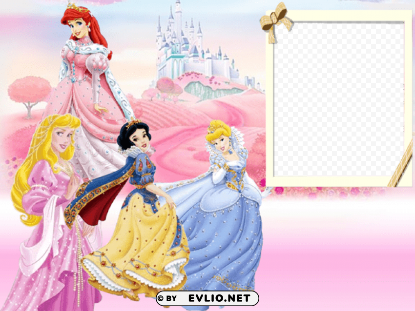 walt disney princesses kids transparent frame Isolated Graphic on Clear PNG