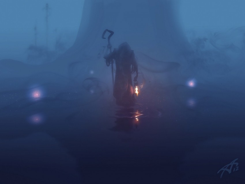 wanderer fog mantle dark gloomy lamp PNG Image Isolated on Transparent Backdrop