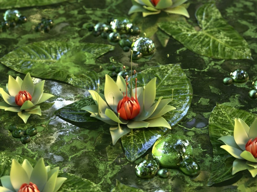 water lily lotus flower green PNG for educational projects