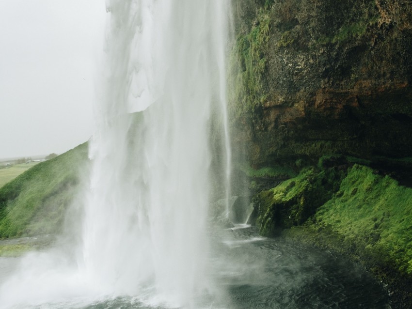 waterfall cliff stone water spray PNG Image with Isolated Artwork