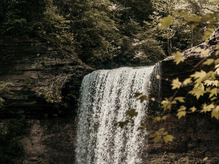 waterfall cliff stream forest nature Transparent pics