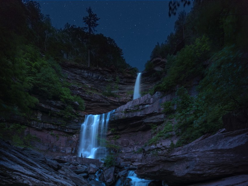 waterfall flow starry sky twilight night Free PNG images with alpha channel