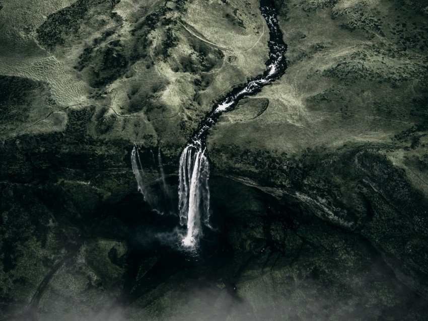 waterfall fog aerial view water flow green HighQuality PNG with Transparent Isolation