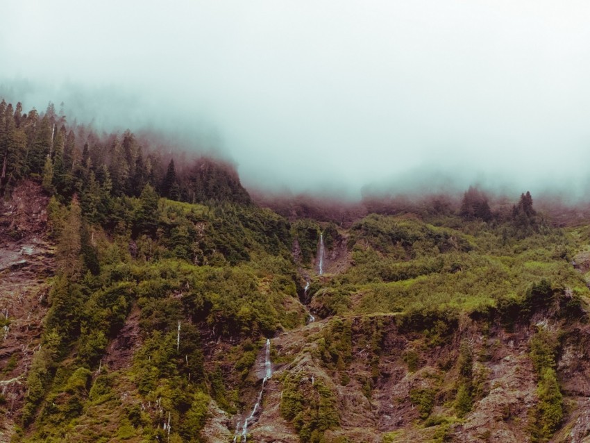 waterfall mountain cliff fog sky Transparent PNG pictures archive