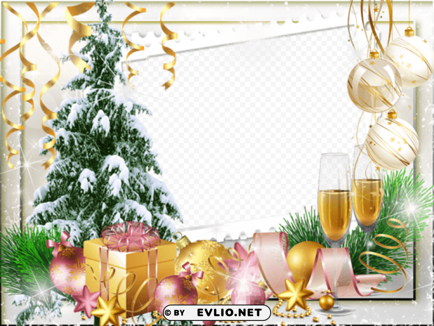 white christmas photo frame with gifts PNG transparent images mega collection
