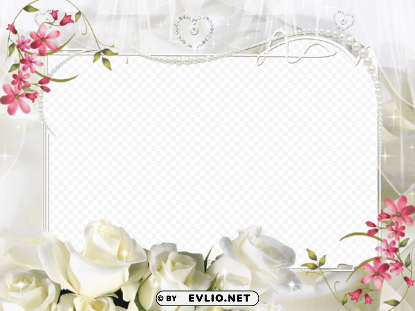 white rosesframe PNG Image with Isolated Transparency