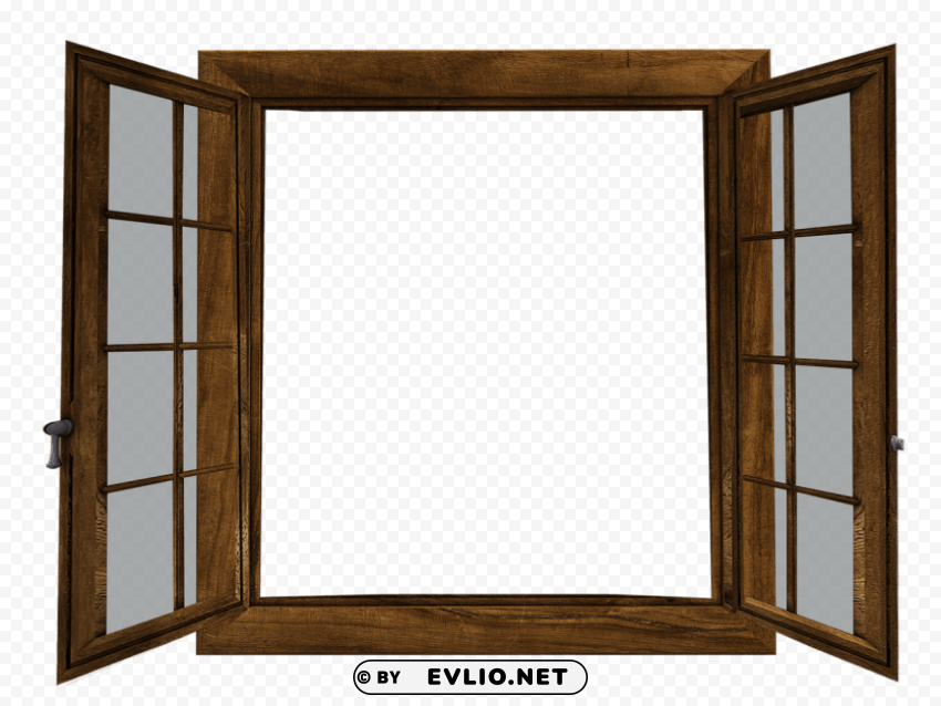 window twin double hung two sides open Clear Background PNG Isolated Item