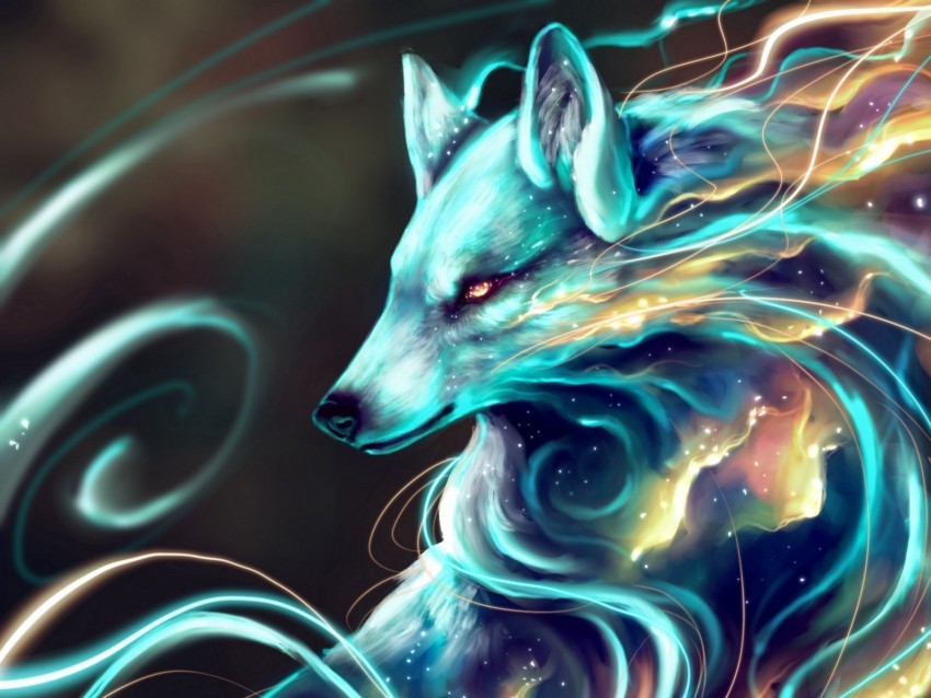 wolf creature fantastic art space PNG Image with Isolated Artwork