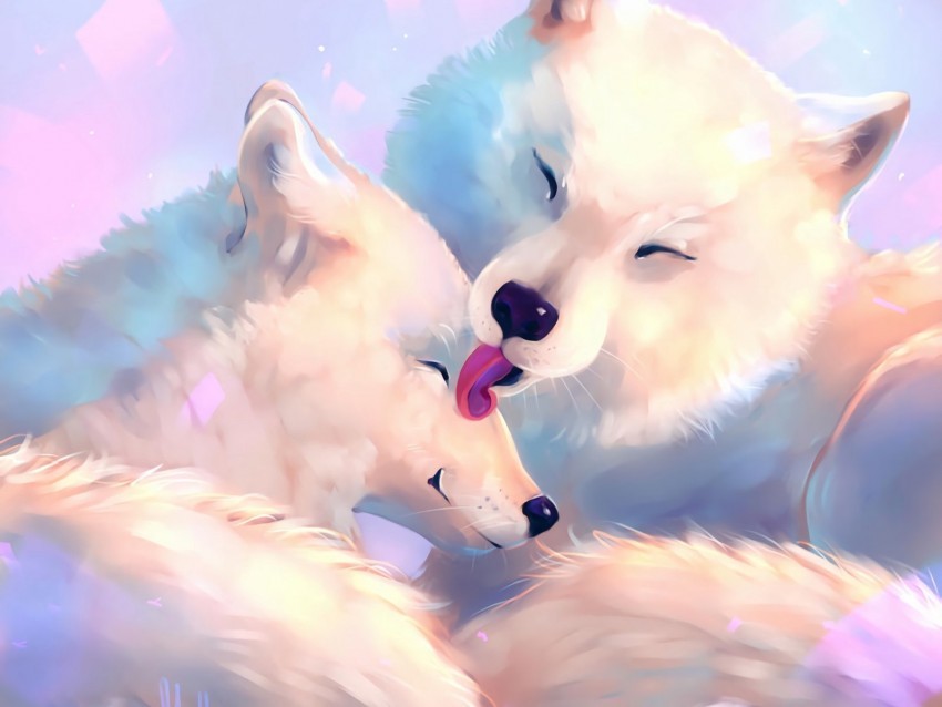 wolves tenderness care art white tongue Transparent PNG graphics assortment