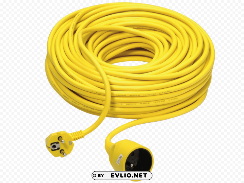 yellow eu extension cord PNG Image with Transparent Isolated Design