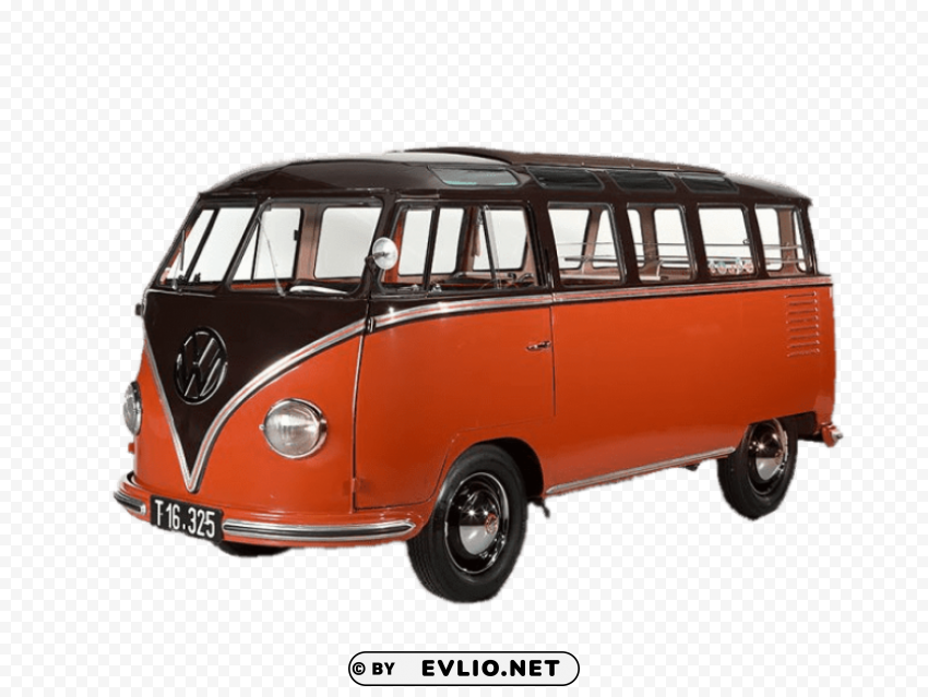 red volkswagen camper van Isolated Artwork on Clear Background PNG