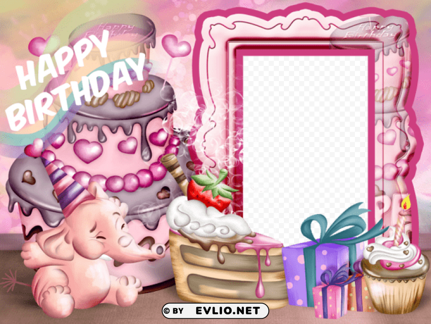  happy birthday frame Transparent Background Isolated PNG Design