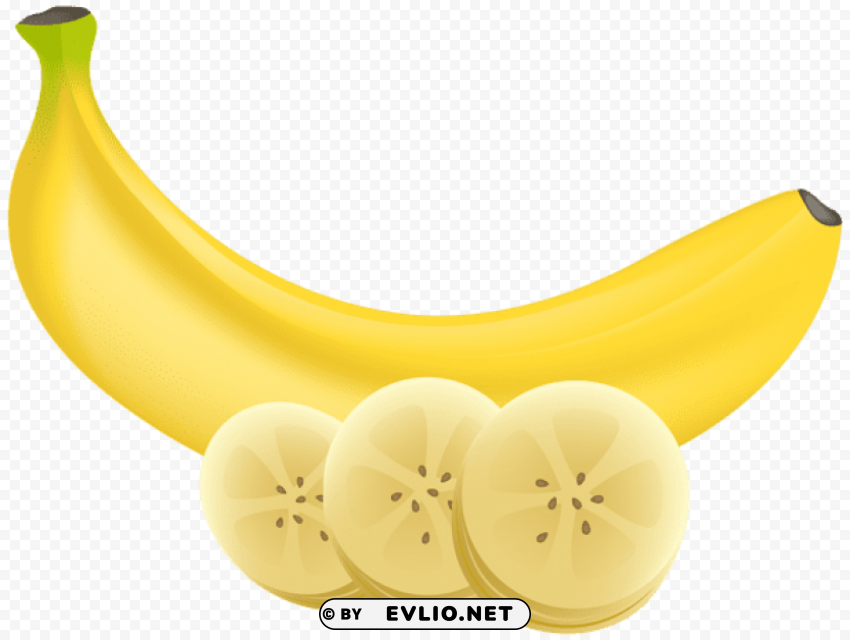 banana and slices transparent Clean Background Isolated PNG Graphic