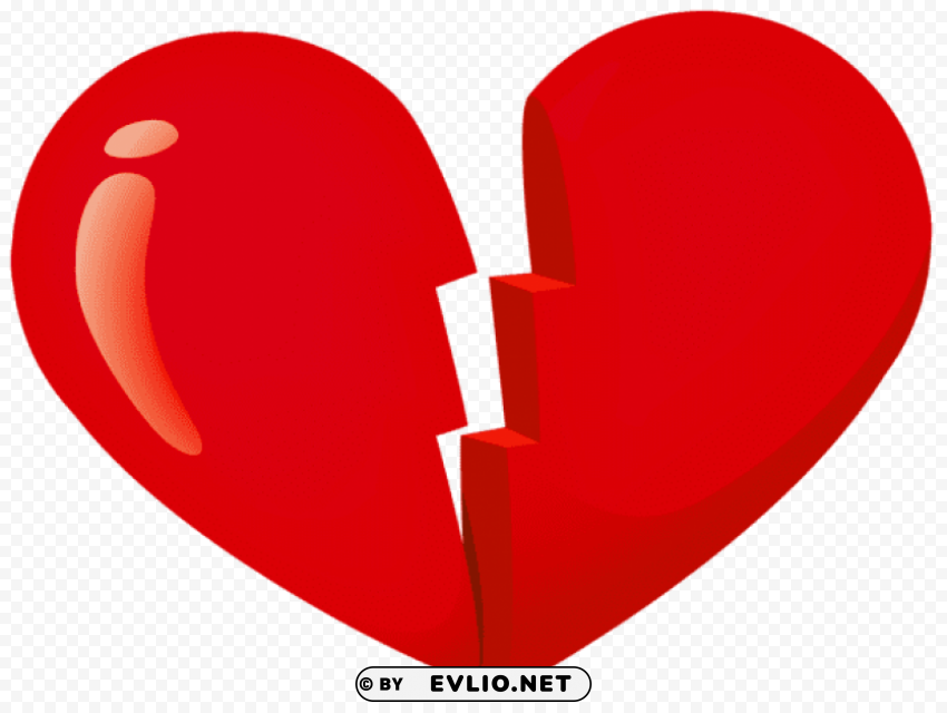 valentine red broken heart Isolated Character in Clear Background PNG